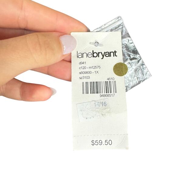 Lane Bryant NWT Black Gray Ikat Print Long Sleeve V-neck Mini Faux Wrap Dress - Picture 10 of 12